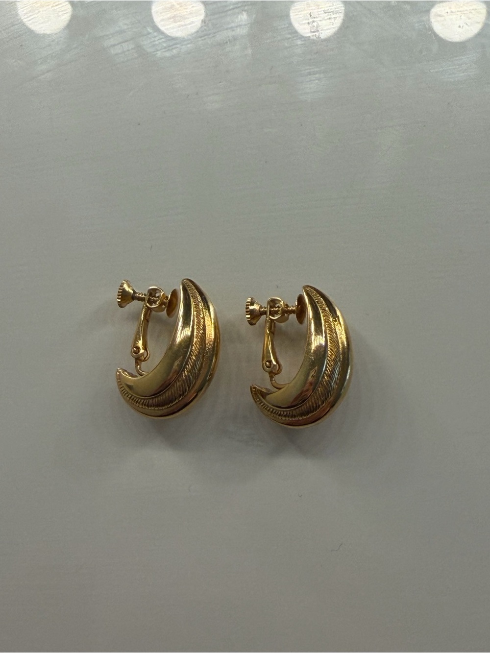 Gold-Tone Sculpted Clip-On Hoop Earrings